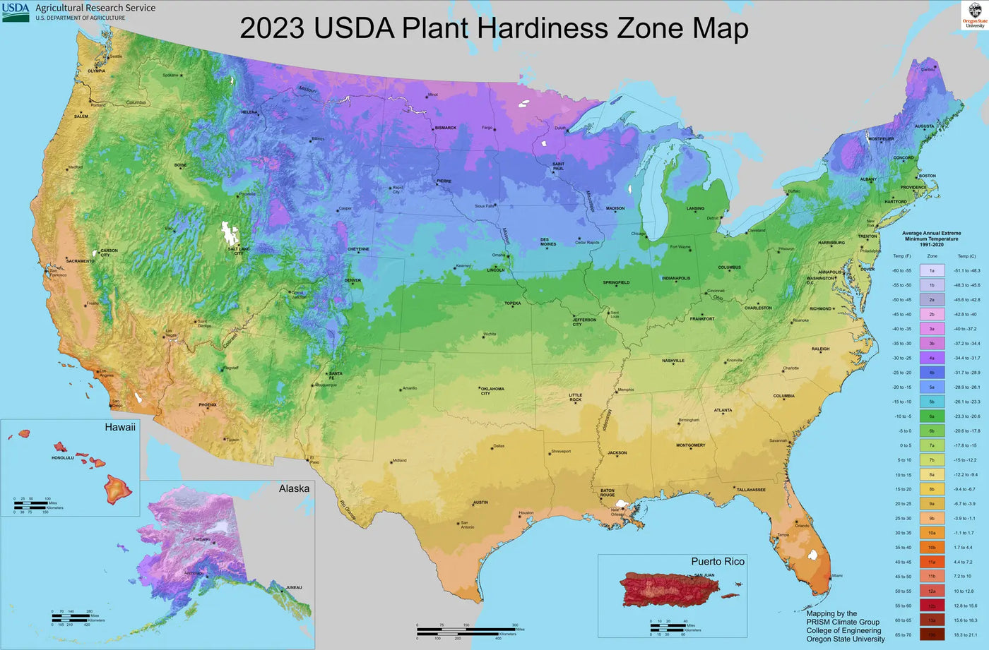 Map of USDA Zones
