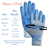 Glove sizing chart for Bellingham Blue Palm-Dipped Knit Work Gloves